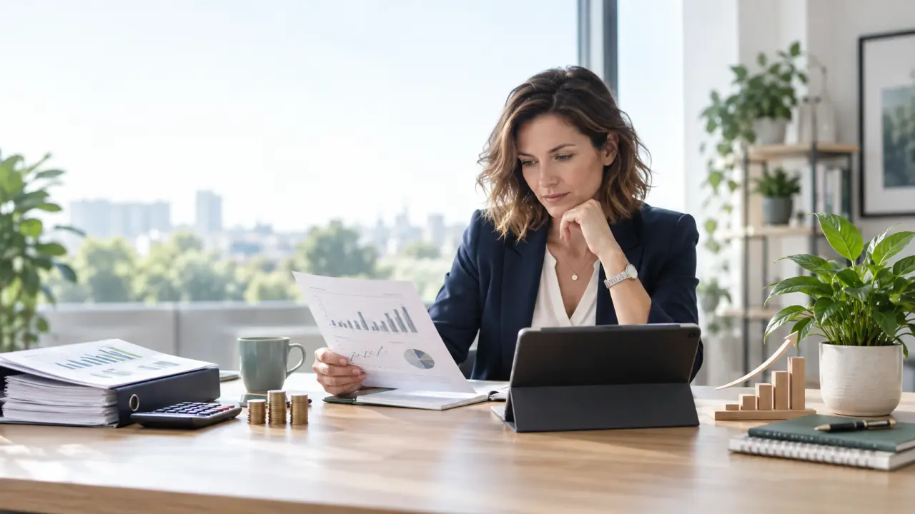 Dirigeant analysant un investissement et la trésorerie de son entreprise