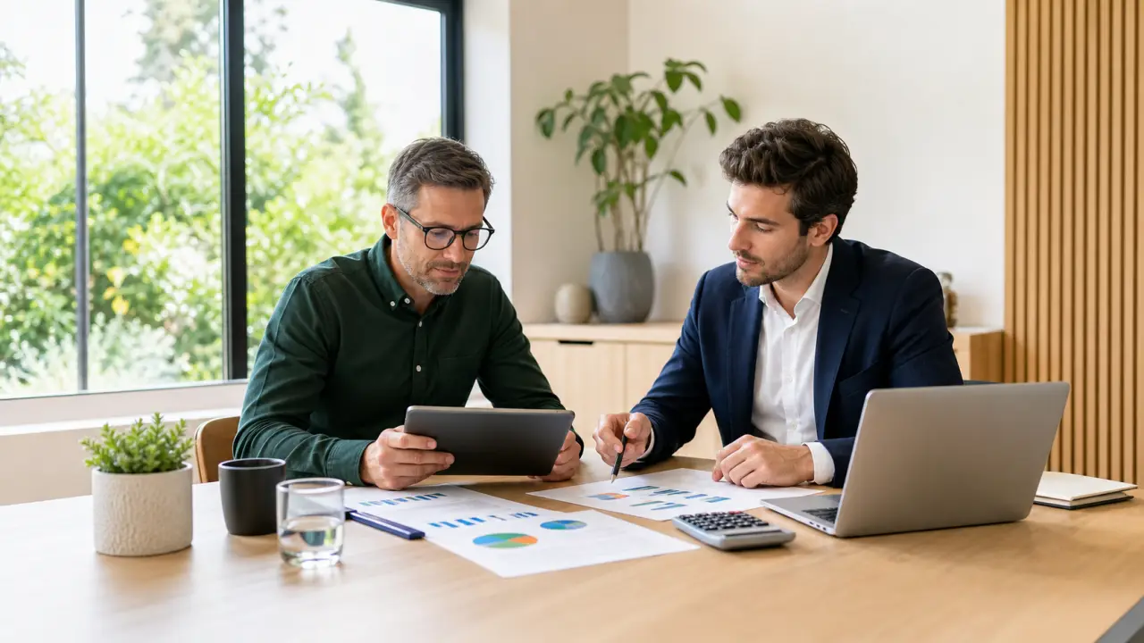 Bureau moderne et lumineux pour une session de stratégie autour d'un investissement