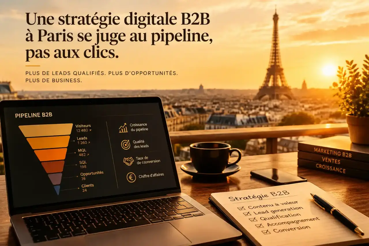 Une stratégie digitale B2B à Paris se juge au pipeline, pas aux clics