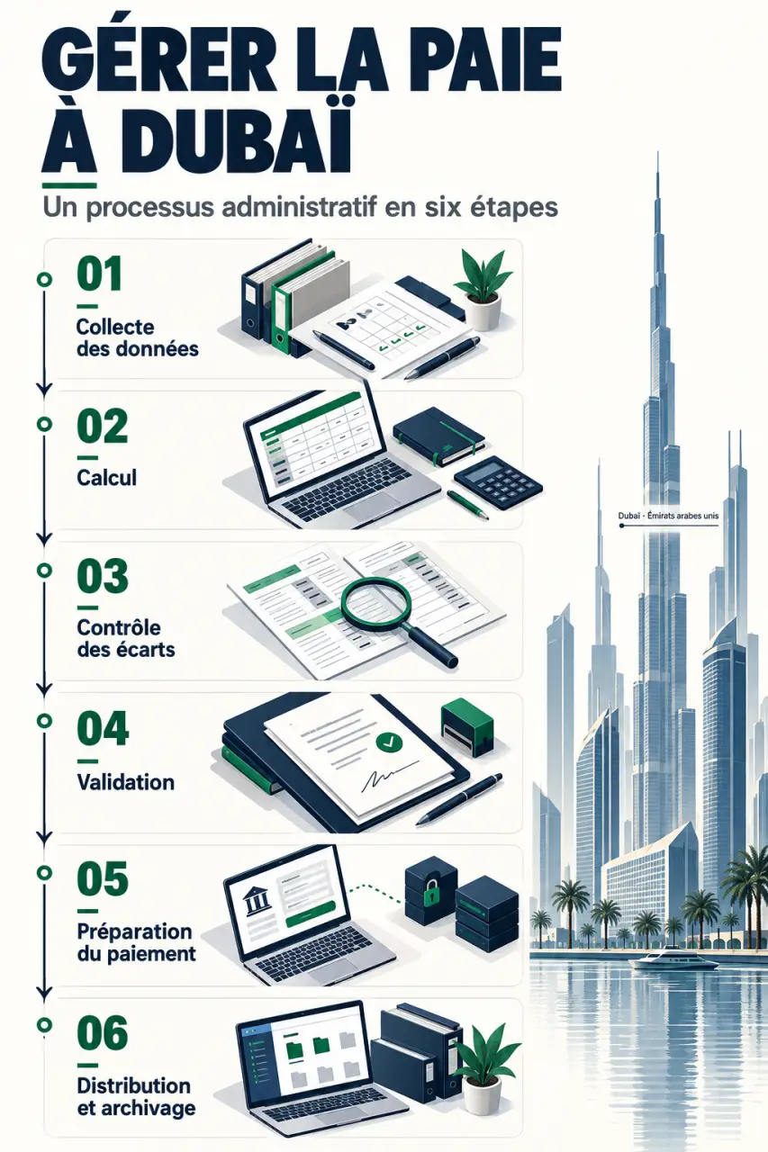 Processus de gestion de la paie à Dubaï, de la collecte des données à l’archivage